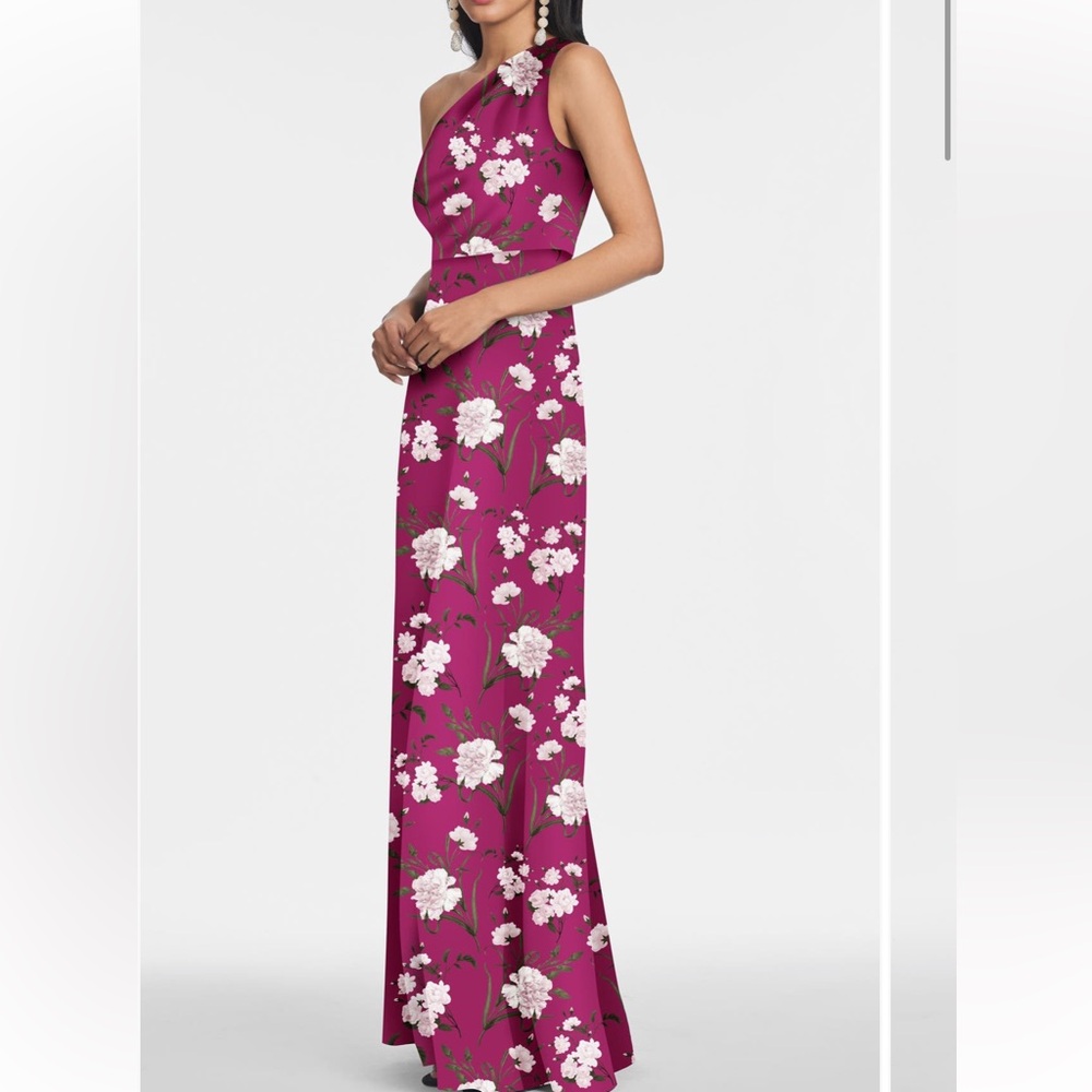 Sachin + Babi One-Shoulder Fuchsia Floral Maxi Dress
